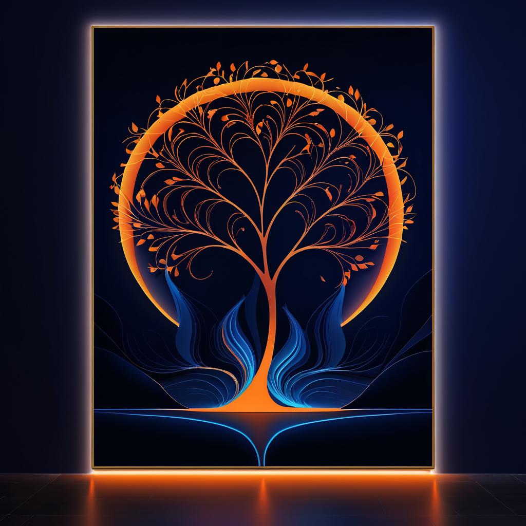 Vibrant Orange Tree Light Painting