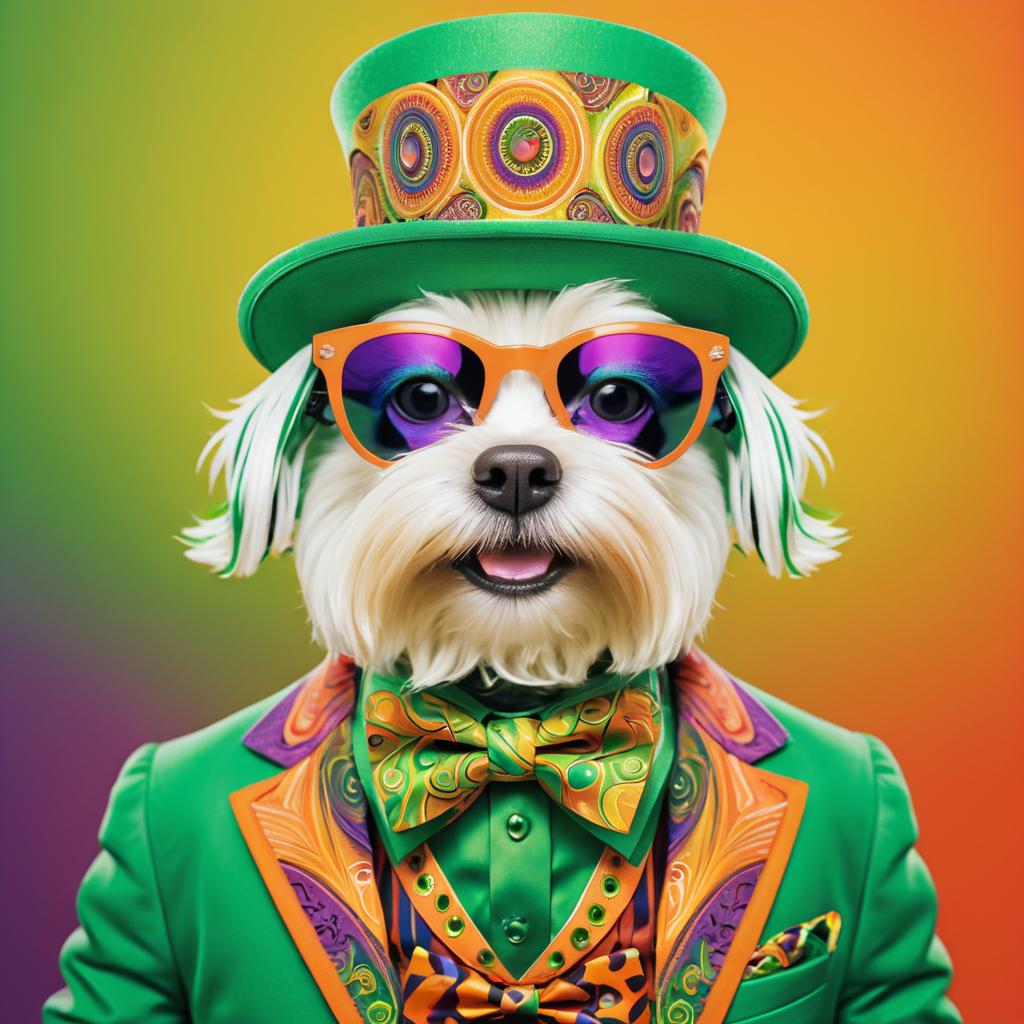 Psychedelic Maltese Dog in Style