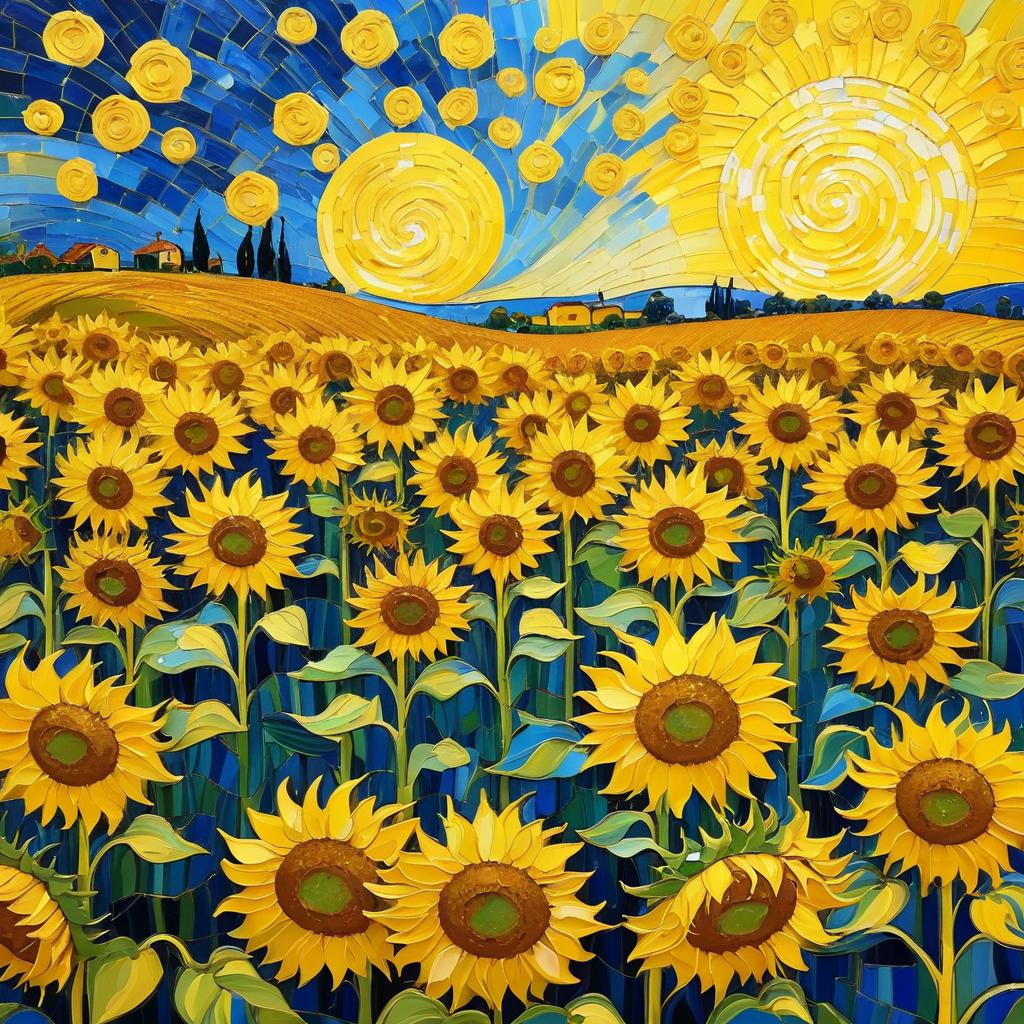 Vibrant Sunflower Field in Van Gogh Style