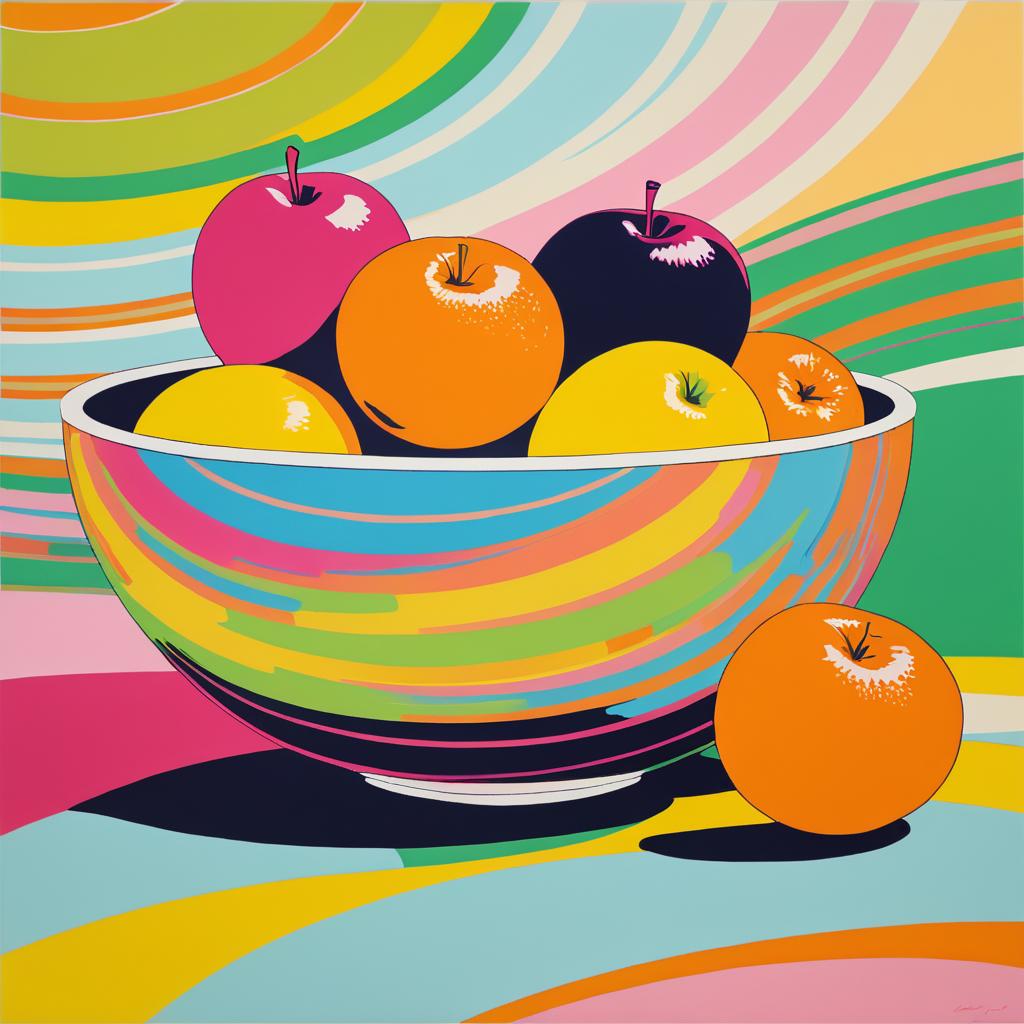 Vibrant Warhol-Style Fruit Bowl Artwork