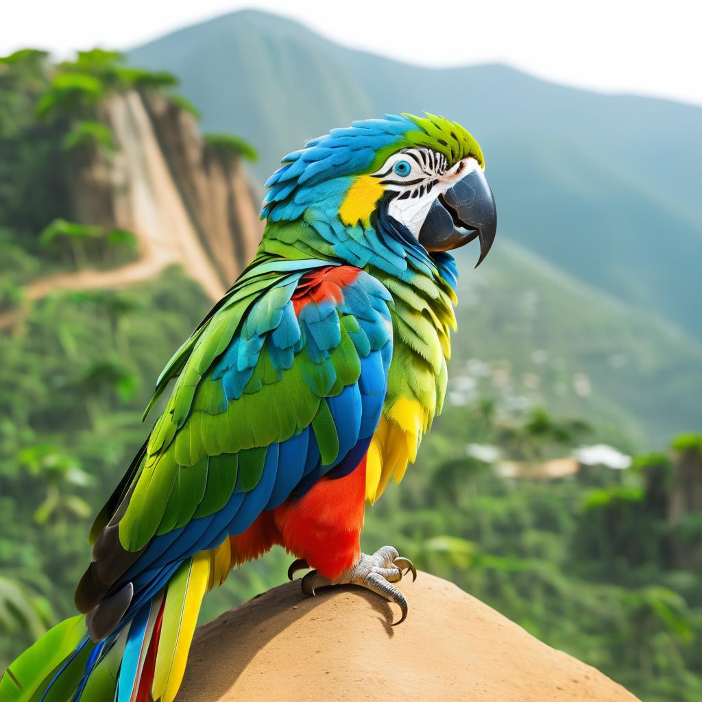 High-Resolution Parrot Portrait on Mountain