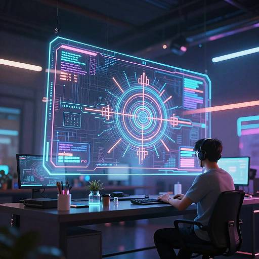 Futuristic Cyberpunk Digital Art Studio
