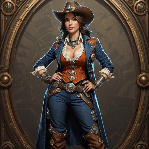 Elegant Cowgirl in Dieselpunk Style