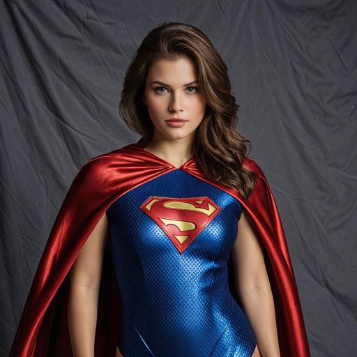 Woman in Supergirl Costume with Red Cape