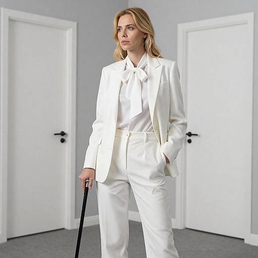 Chic Blonde in Modern Ensemble