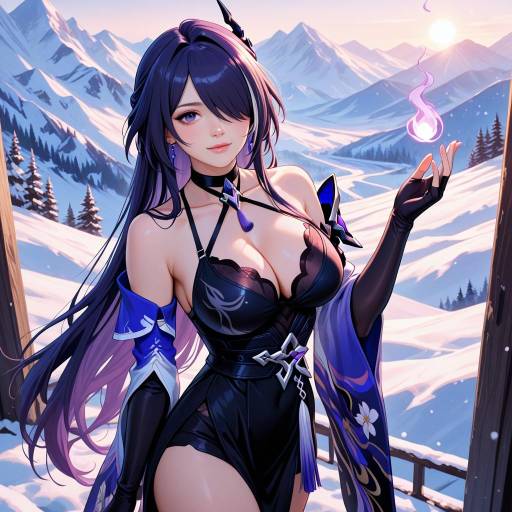 Ethereal Cowboy Shot with Purple-Haired Girl