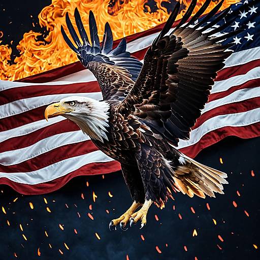 Majestic Bald Eagle Emerging From Flag