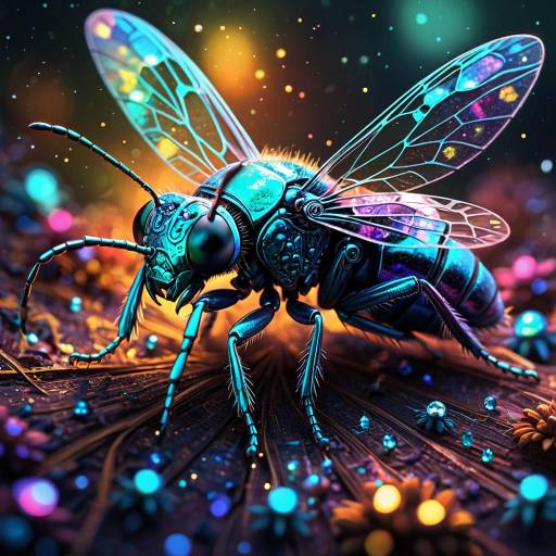 Holographic Iridescent Mythical Insect