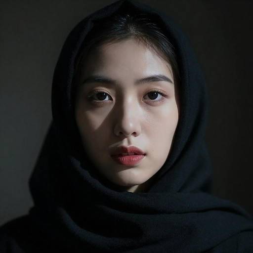 Dramatic Portrait of Woman in Headscarf