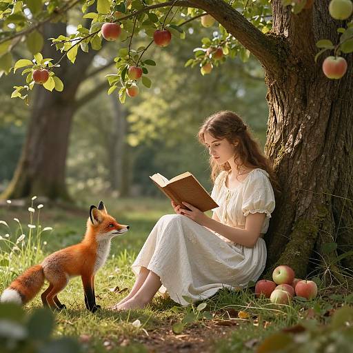 Serene Woodland with Imaginative Fox