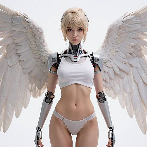 Photorealistic Cyborg Angel Woman