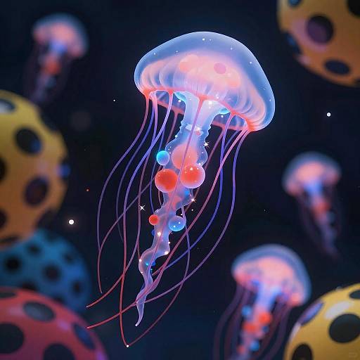 Surreal Jellyfish Art with Cosmic Colors