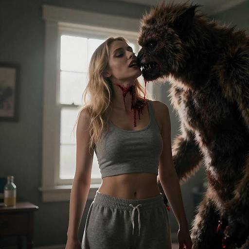 Sunlit Room: Monster Bites Blonde Woman