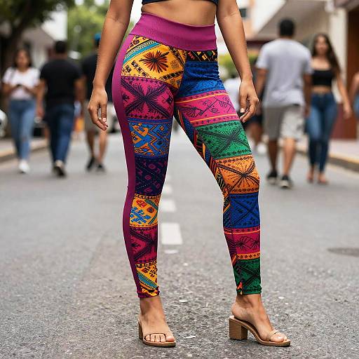 Vibrant Latina Leggings in Urban Scene