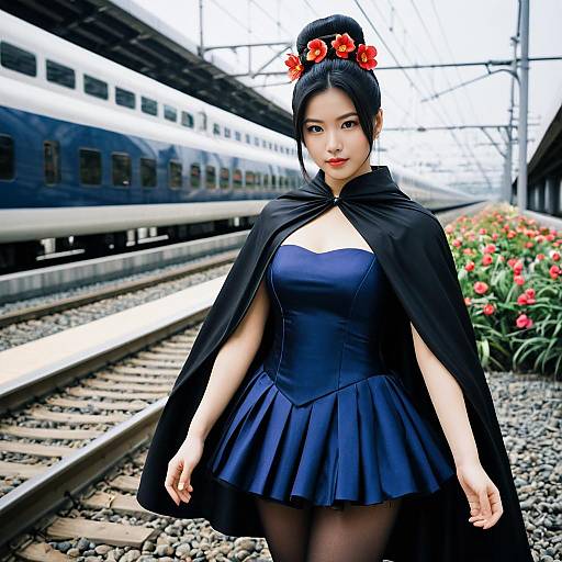 Elegant Asian Girl in Bullet Train Prince Costume