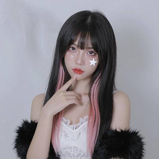 Portrait of Stylish Woman with Star Makeup