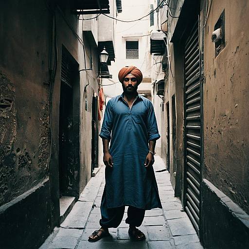Man in Turban in Alleyway