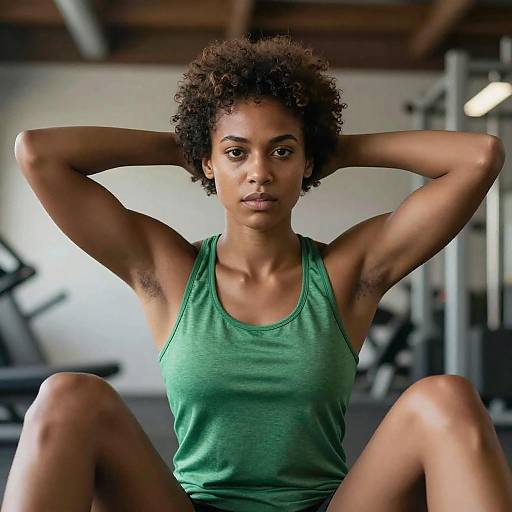 Focused Fit Woman in Gym Pose