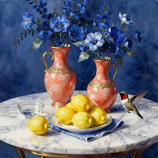 Cobalt Blue Watercolor Still Life