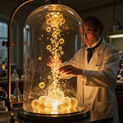 Victorian Scientist with Glowing Spheres