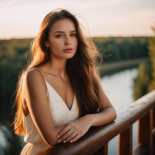 Young Woman in Cream Gown Outdoors