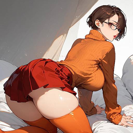 Anime Girl Looking Back with Glasses