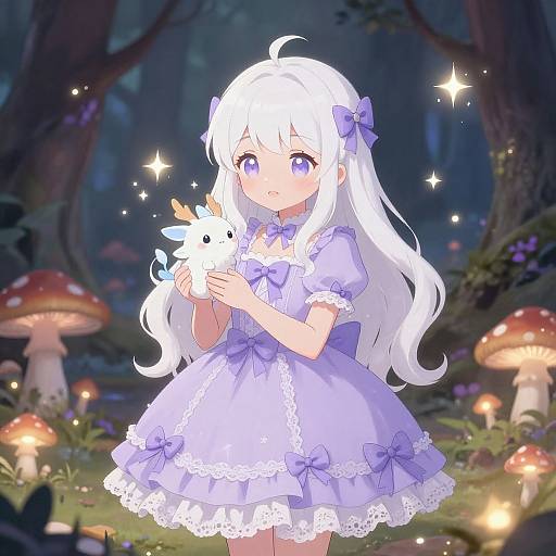 Kawaii Anime Girl with Magical Creature