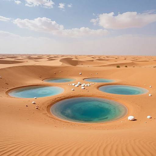 Serene Desert Oasis with Circular Pools