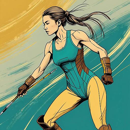 Futuristic Rooftop Martial Artist at Sunset