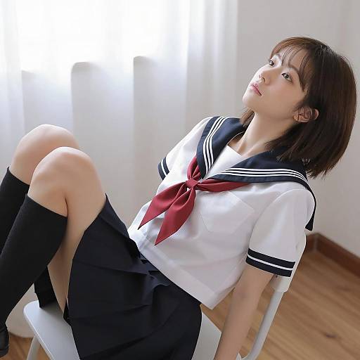 Japanese Schoolgirl in Soft Lighting