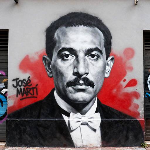 Realistic José Martí Monochrome Graffiti