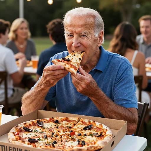 Biden Enjoying Pizza at Outdoor Party