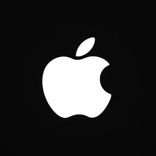 White, simplified Apple logo with a single bite taken out of the right side, centered against a solid black background.