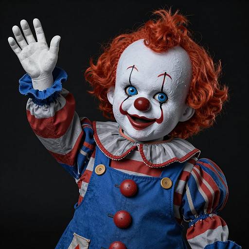 Sinister Clown Doll in Dark Background