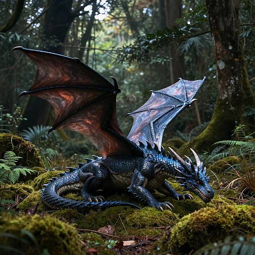 Ashen Gray Dragon in Dark Forest