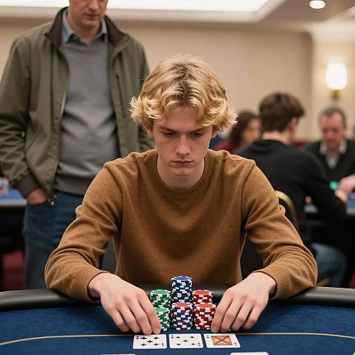 Intense Poker Game With Young Player