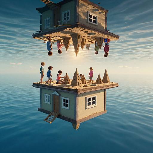 Surreal Underwater Upside-Down House