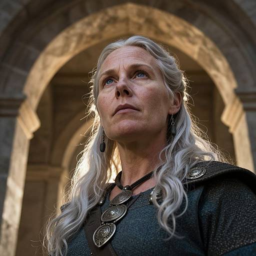 Stoic Nordic Woman in Viking Jewelry