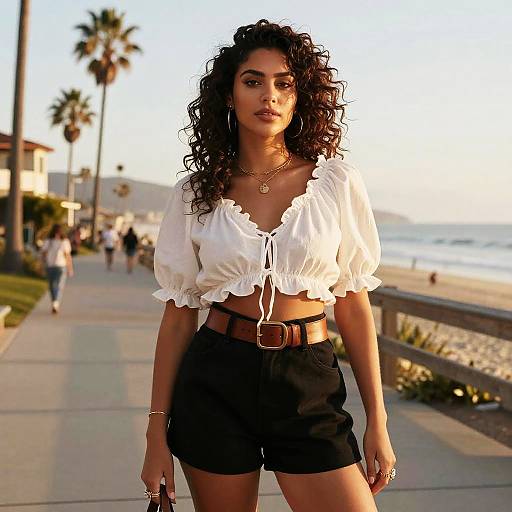 Boho-Chic Pear-Shaped Woman at Sunrise