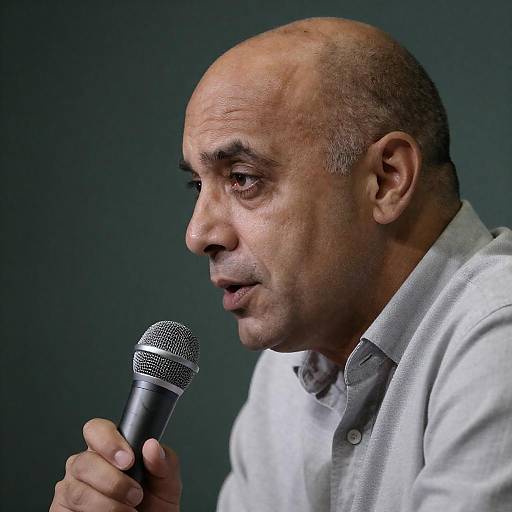 Close-Up of Intense Middle-Aged Speaker