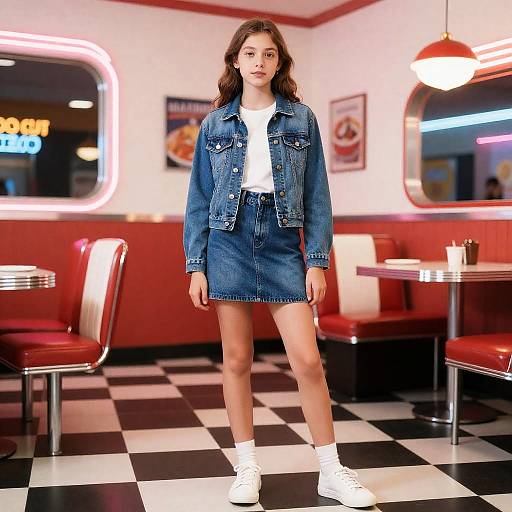 Teenage Girl in Retro Diner