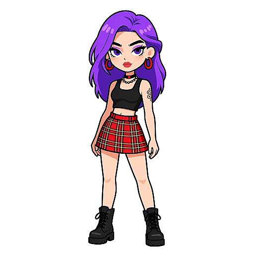 Punk-Inspired Woman in Plaid Skirt