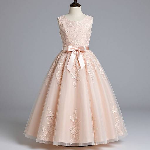 Elegant Blush Lace Dress on Mannequin