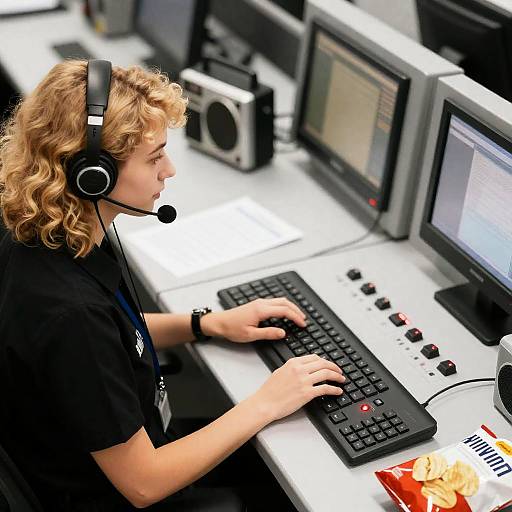 Blonde Woman in Control Room Setup