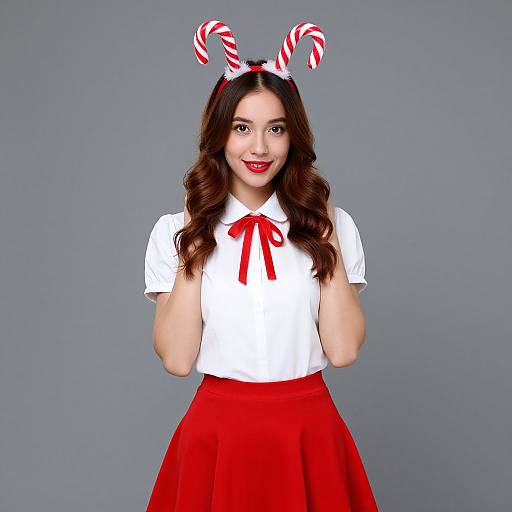 Woman in Candy Cane Costume