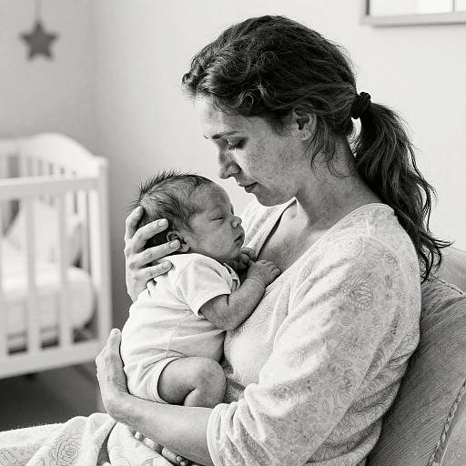 Tender Mother Cradling Newborn Sketch