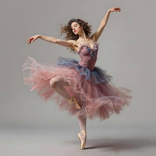 Ballerina in Ruffled Tutu Dancing Relevé