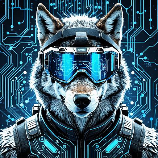 Cybernetic Wolf with Visored Goggles