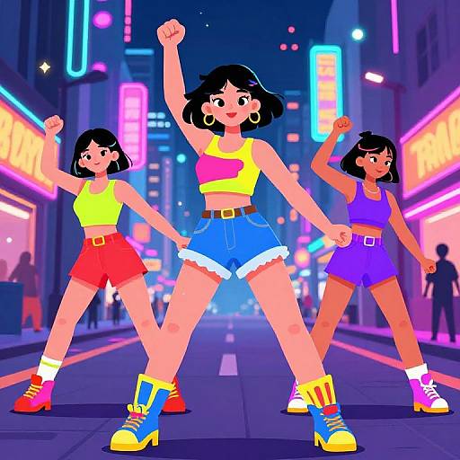 Funky Short-Haired Girls Dancing