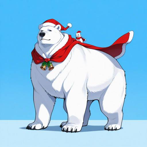 Cheerful Polar Bear in Santa Outfit Cheerful Polar Bear in Santa Outfit